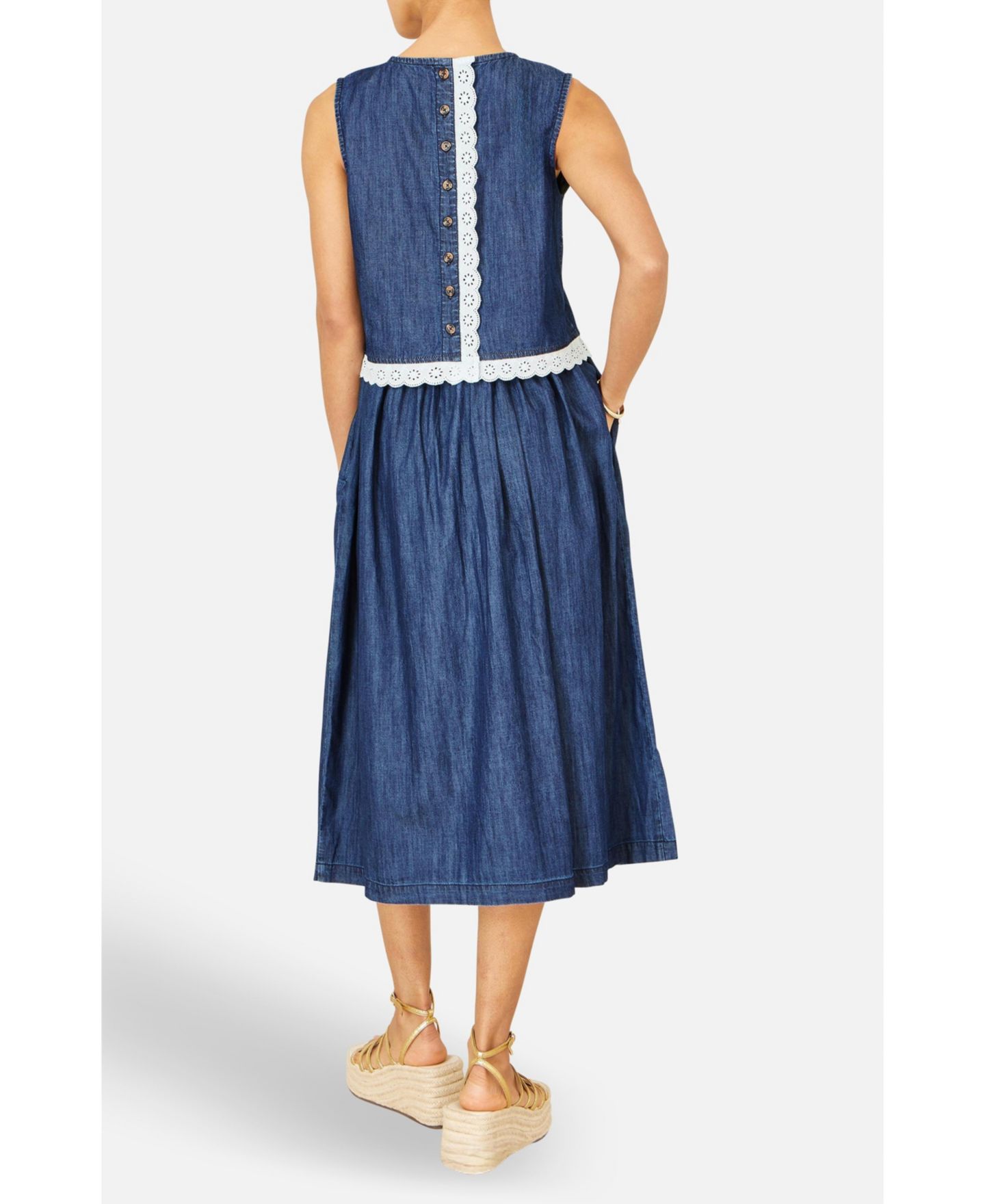 Женская юбка Yumi Denim Chambray Gathered Midi, цвет: Синий — фото 3