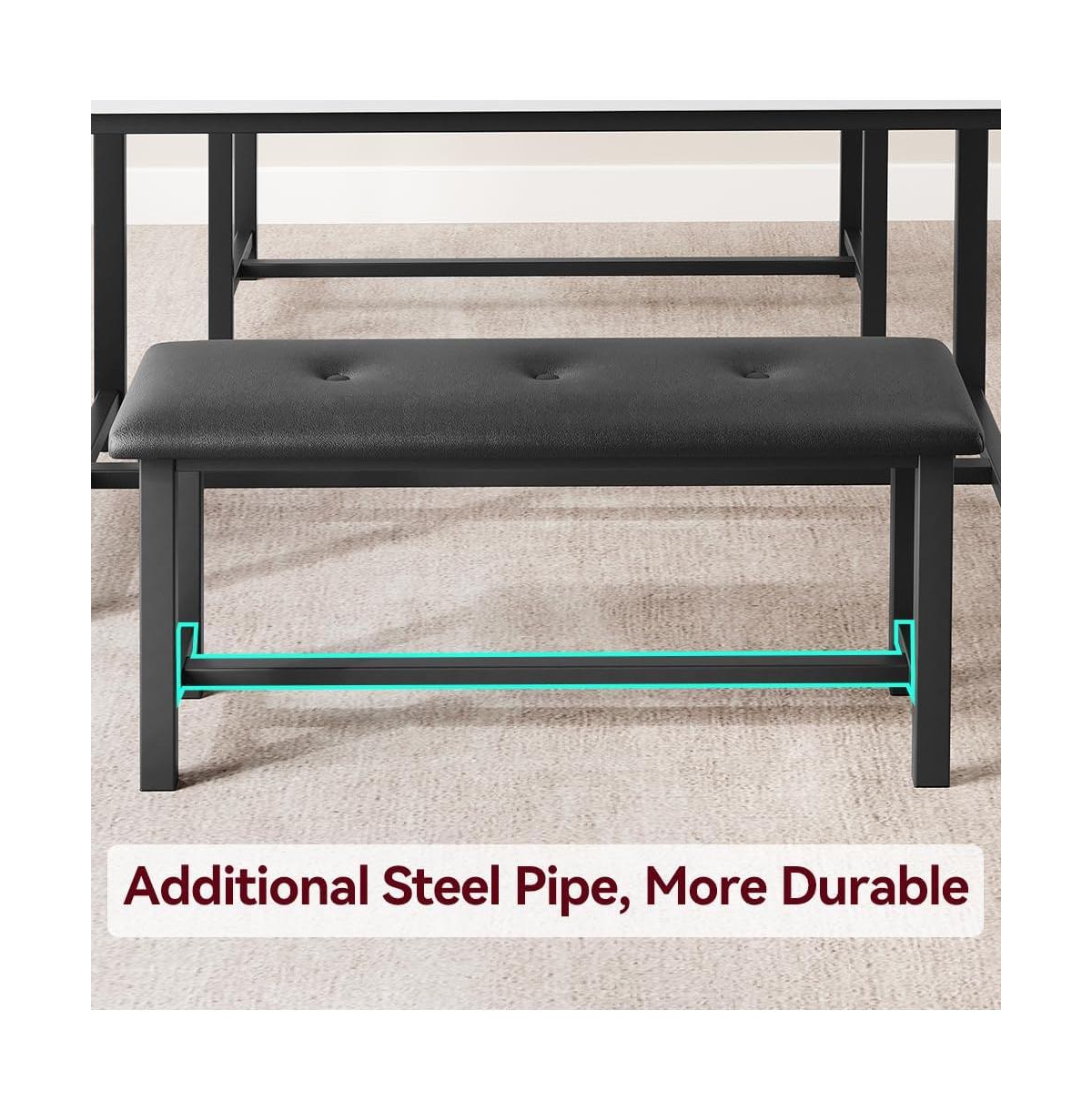 gaomon Dining Table Set for 4 Kitchen Table with 2 Upholstered Benches Rectangular Room Dining Table Set 3 Piece Kitchen Table Set for Apartment