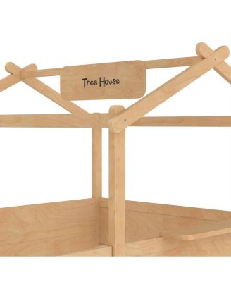 Full Size Floor Bed with Guardrails, Roof, Tray & Signboard