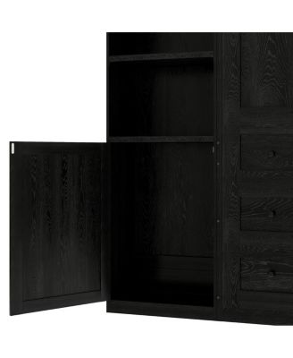 Queen size wooden Murphy Bed with Storage Shelves and Cabinets