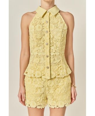 Women's Floral Lace Halter Top