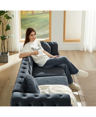 Customizable Armrest Sofa with Velvet Fabric