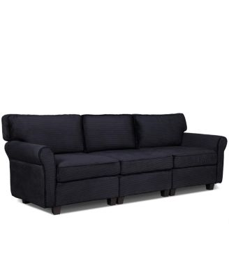 94" 3-Seater Corduroy Sofa Couch with Deep Seats & Removable Cushions