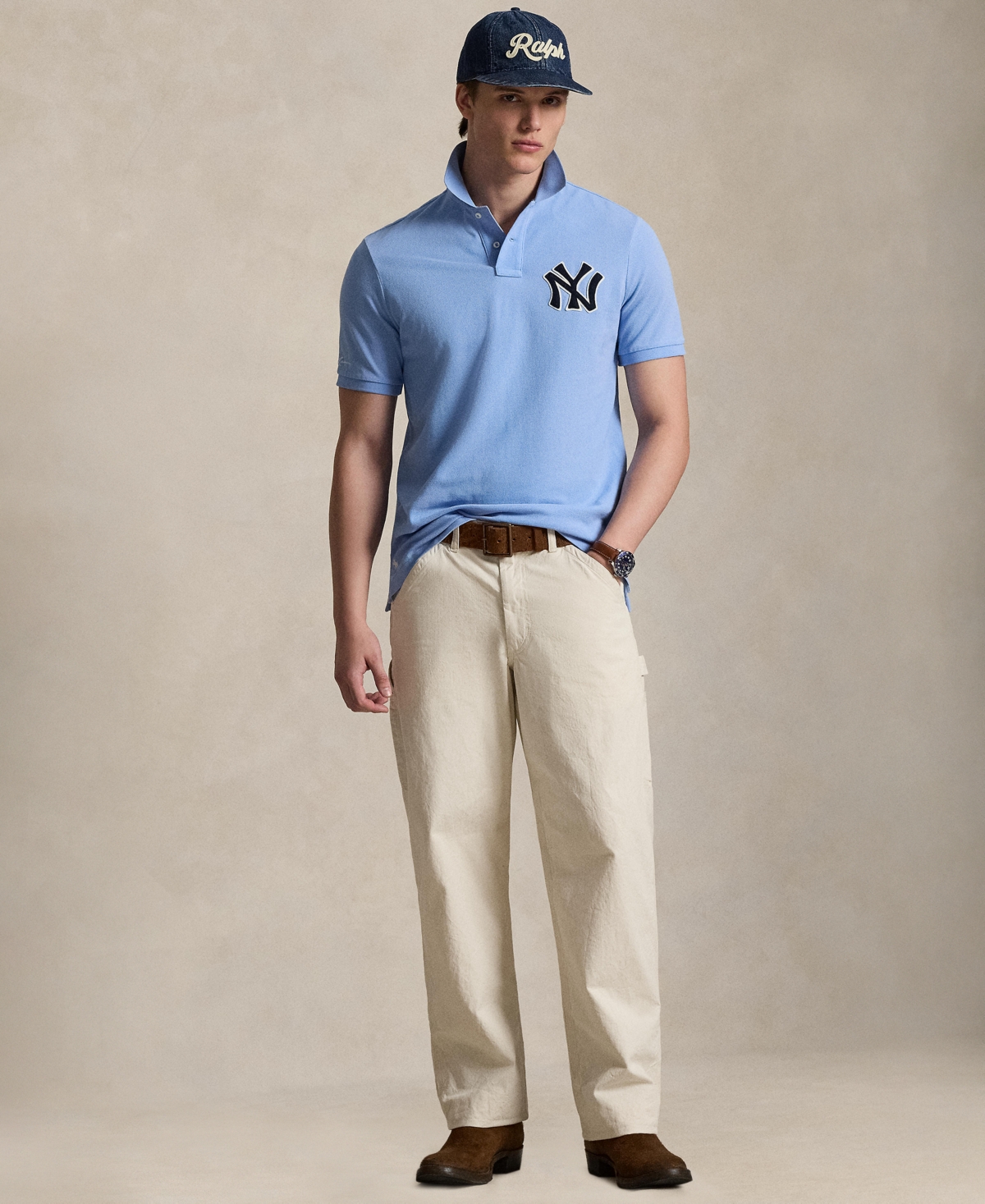 Polo Ralph Lauren Men's Yankees Logo Mesh Shirt