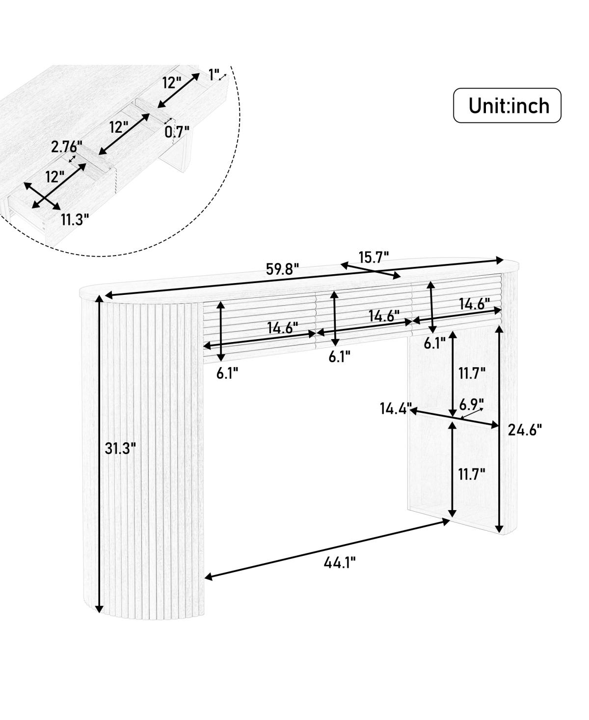 Streamdale Furniture Retro Console Table with Storage, 3 Drawers