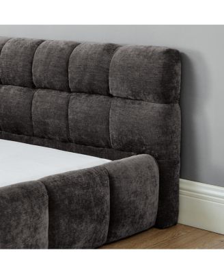 King size Chenille Upholstered Platform Bed Frame with Headboard