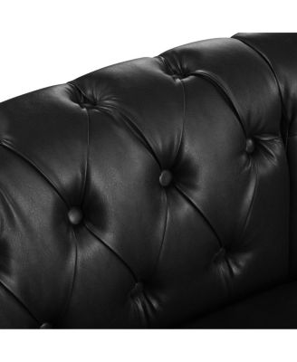 Reversible L-Shaped Chesterfield Sofa with Rolled Arms & Nailhead PU Leather