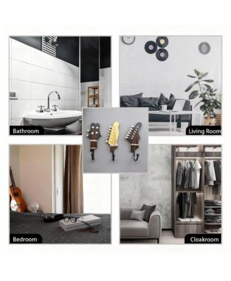 Heavy Duty, Durable Guitar Shaped Hooks for Hanging Clothes and Accessories
