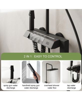 3-Spray Rain Shower Faucet 2.5 GPM with Handheld Shower Combo Kit, 11.81 in. Rain Shower Head