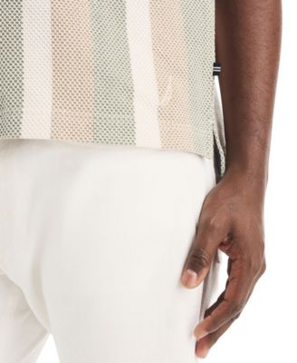 Men's Short-Sleeve Textured Stripe Polo Shirt