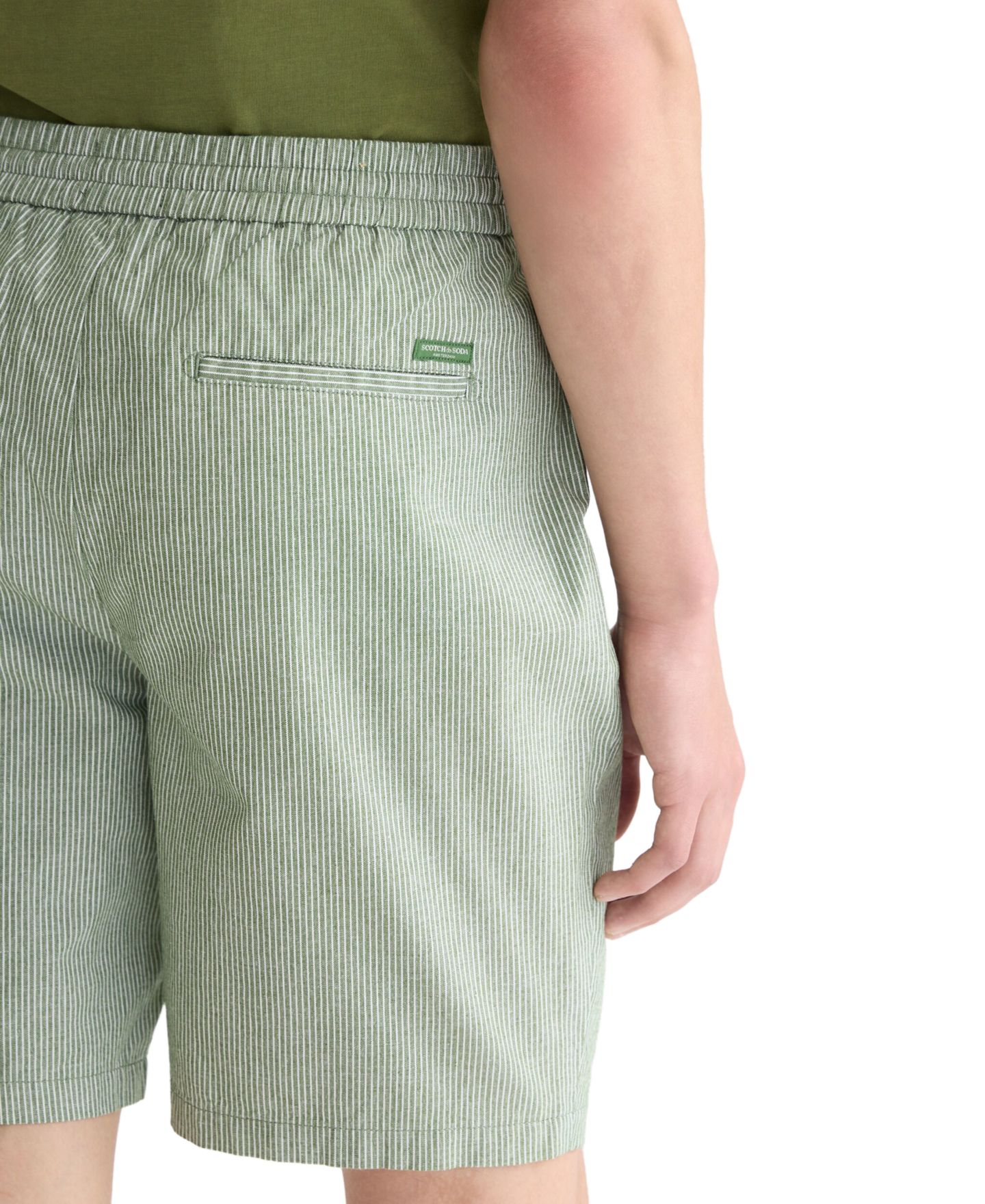 Мужские шорты SCOTCH & SODA Linen-Blend Bermuda, цвет: Зелёный — фото 3