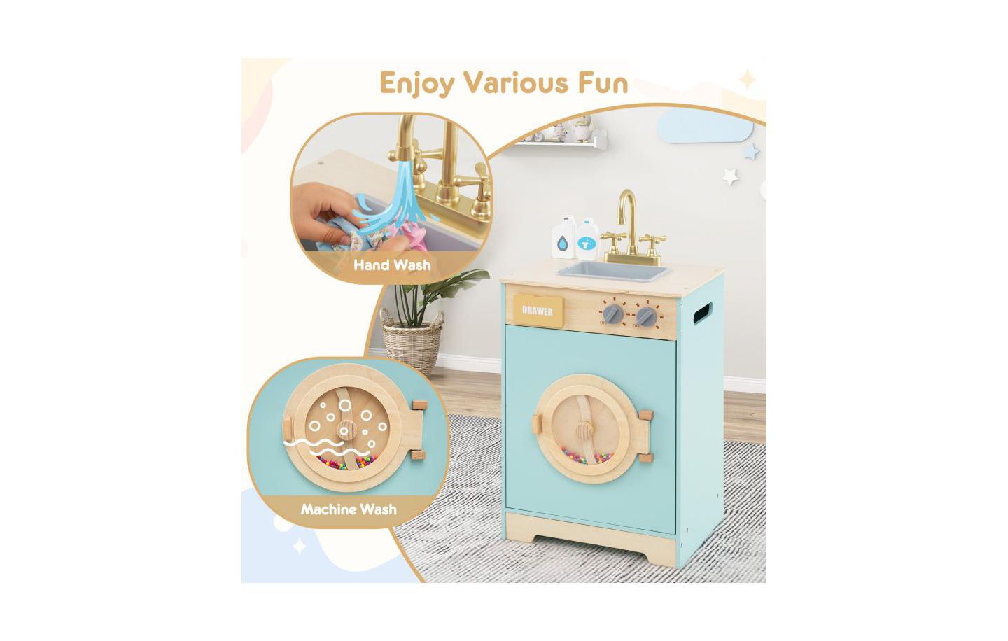 Детская игрушка Slickblue Removable Sink Washing Machine Toy, от 3 лет, цвет: Синий — фото 5