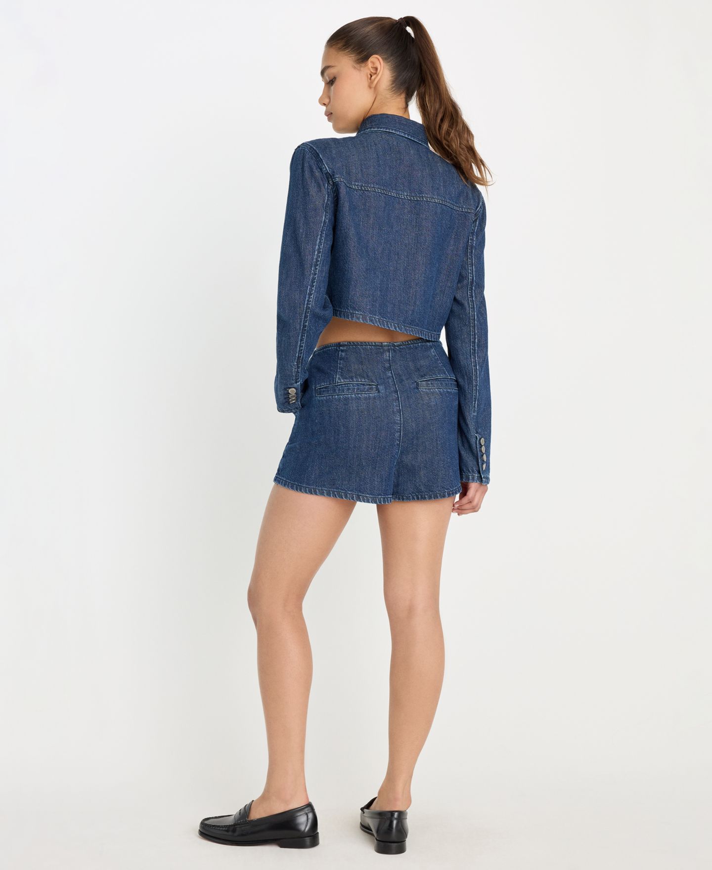 Женская юбка-шорты Good American Denim Mini Skort, цвет: Индиго — фото 4