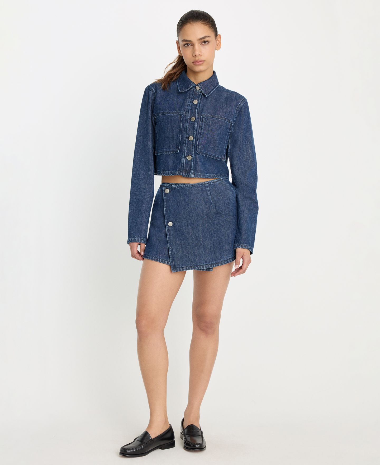 Женская юбка-шорты Good American Denim Mini Skort, цвет: Индиго — фото 2