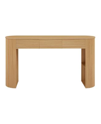 Retro Console Table with Storage, 3 Drawers, Slat Aesthetic, Entryway/Living Room