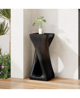 Outdoor Twist Shape Accent Table, Lightweight Concrete