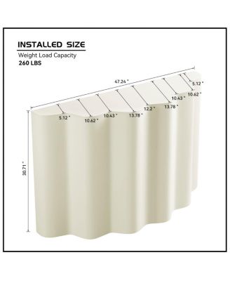 Modern Fiberglass Wavy Edge Coffee & Entryway Table Set - No Assembly