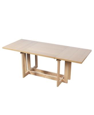 Rustic 82" Extendable Dining Table Set with 6 Upholstered Chairs & 2 Leaves