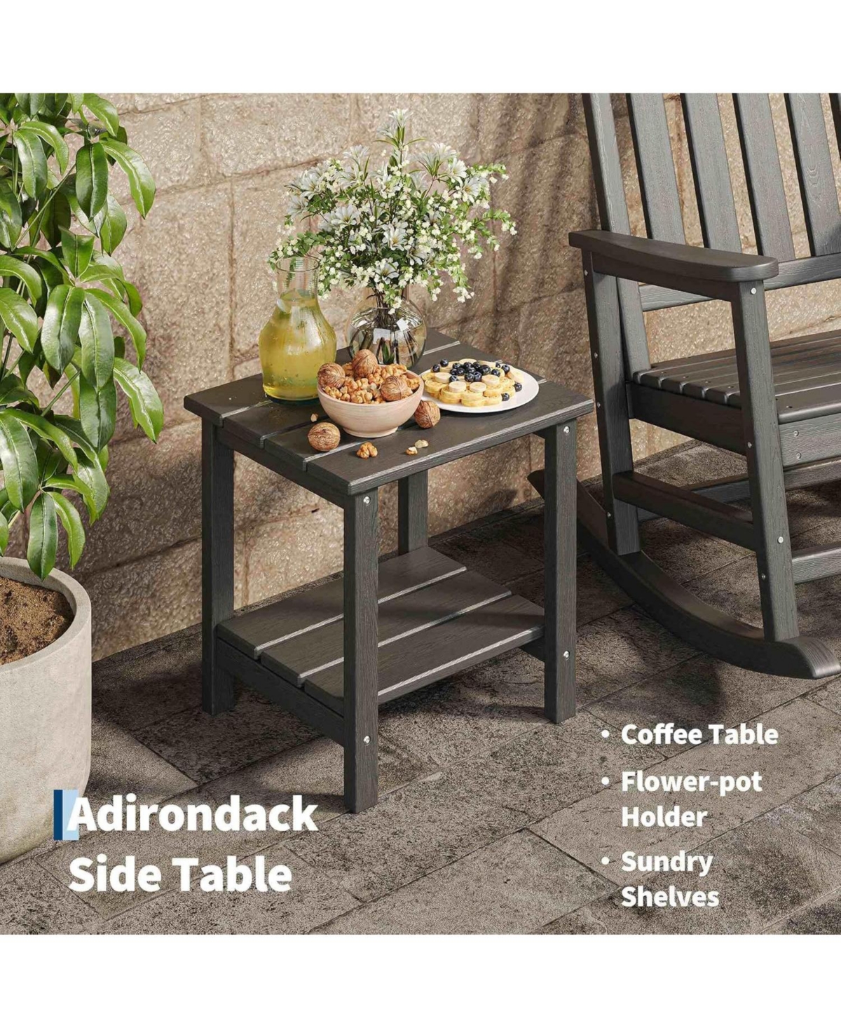 gaomon Hdpe Rocking Chair Outdoor Set of 2 with Side Table