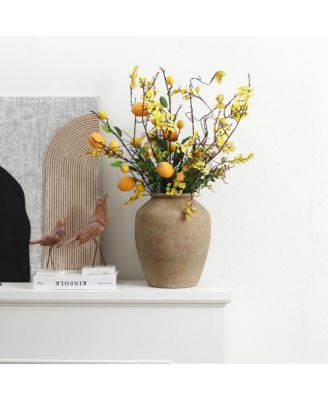 Terracotta 12.4" Vase with Earthy Tones, Accent for Farmhouse or Boho Interiors