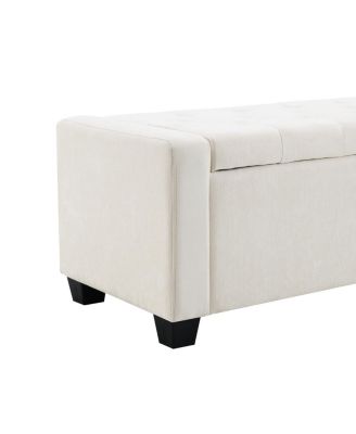 48" Storage Ottoman Bench with Safety Hinge, Upholstered Entryway Seating