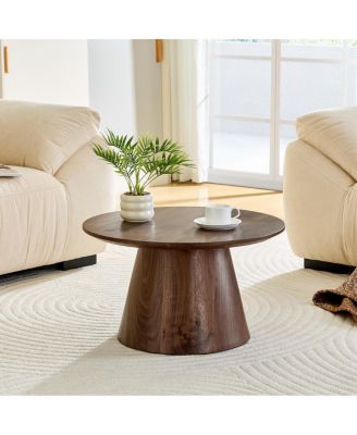 wood grain MDF circular coffee table - 23.6" D x 13.7" H