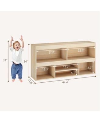 5-Cube Kids Toy Storage Organizer – Wooden Bookshelf, 2-Tier Children Bookcase and Toy Storage Cabinet for Playroom, Nursery