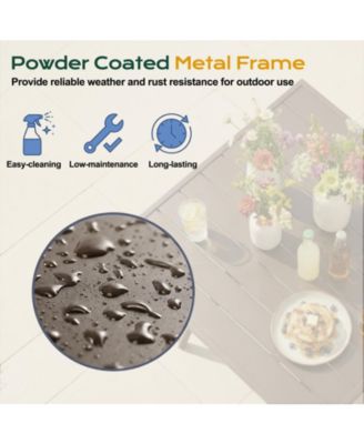 Patio Dining Table for 4, 38'' Square Metal Outdoor Patio Table with Umbrella Hole, Outdoor Dining Table for Deck, Yard, Poolside, Porch