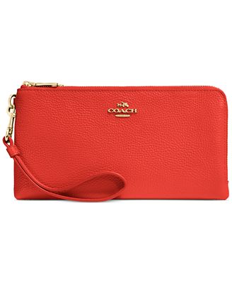 COACH Double Zip Wallet in Polished Pebble Leather - Handbags ...