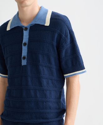 Men's Structured Knitted Regular-Fit Polo Shirt