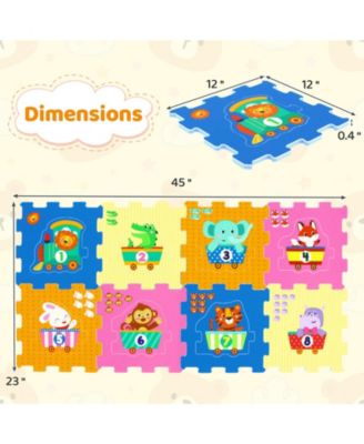 8-Piece Interlocking Baby Floor Puzzle Tiles with Numbers