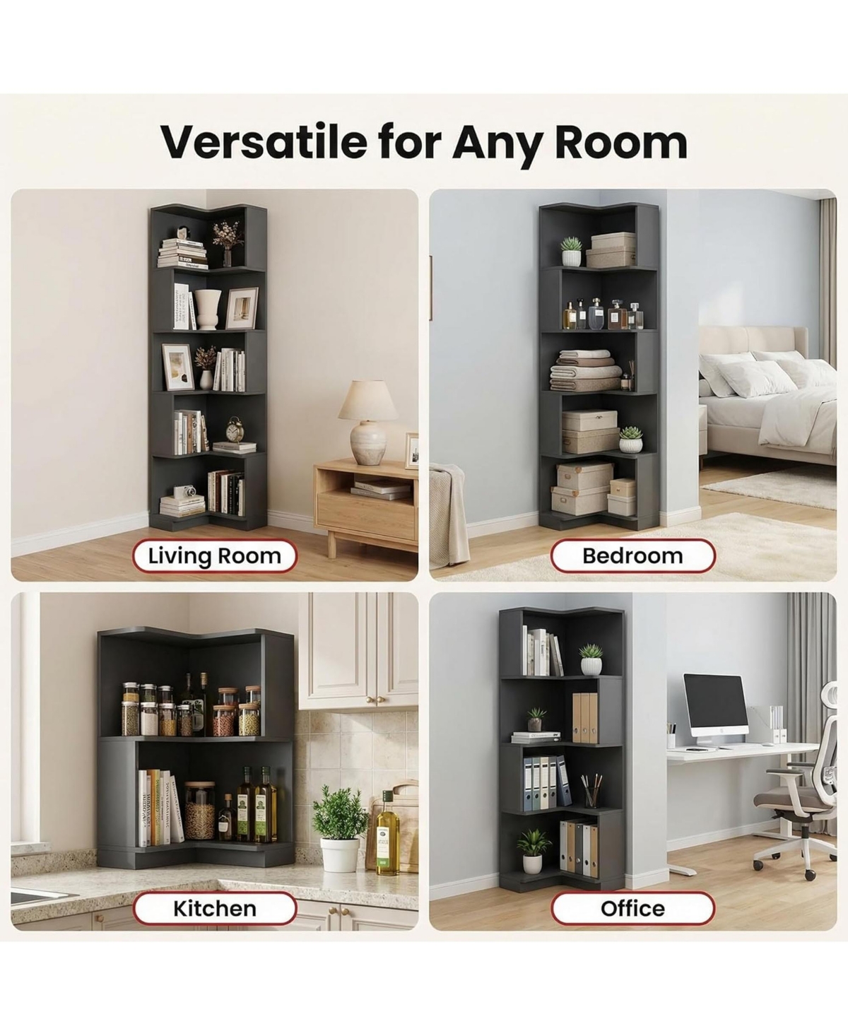 Rainsken 5 Tier Corner Bookshelf