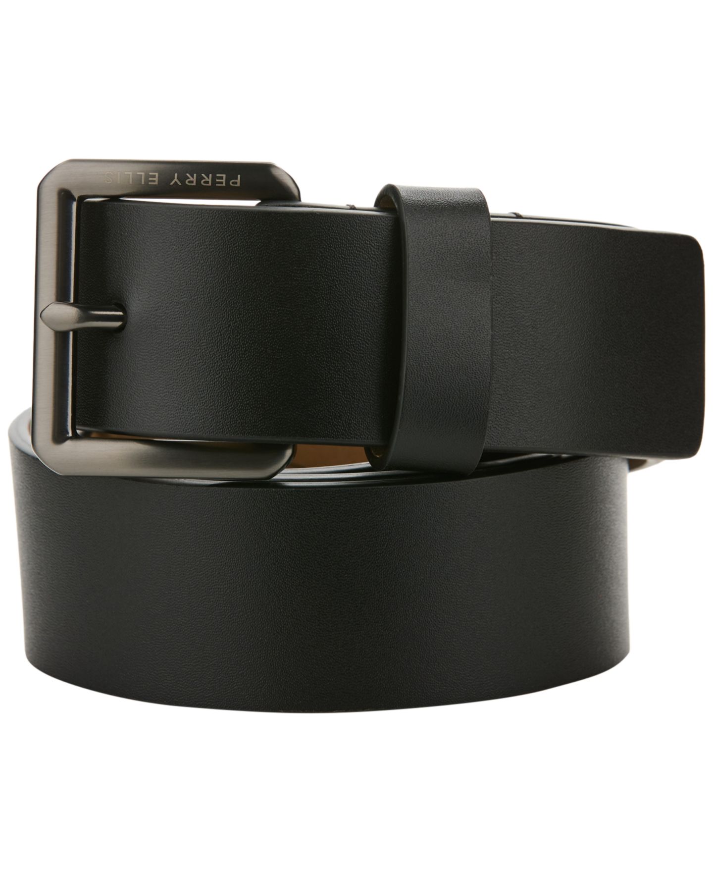 Мужской ремень Perry Ellis Portfolio Casual Leather Harness Belt, цвет: Чёрный — фото 1