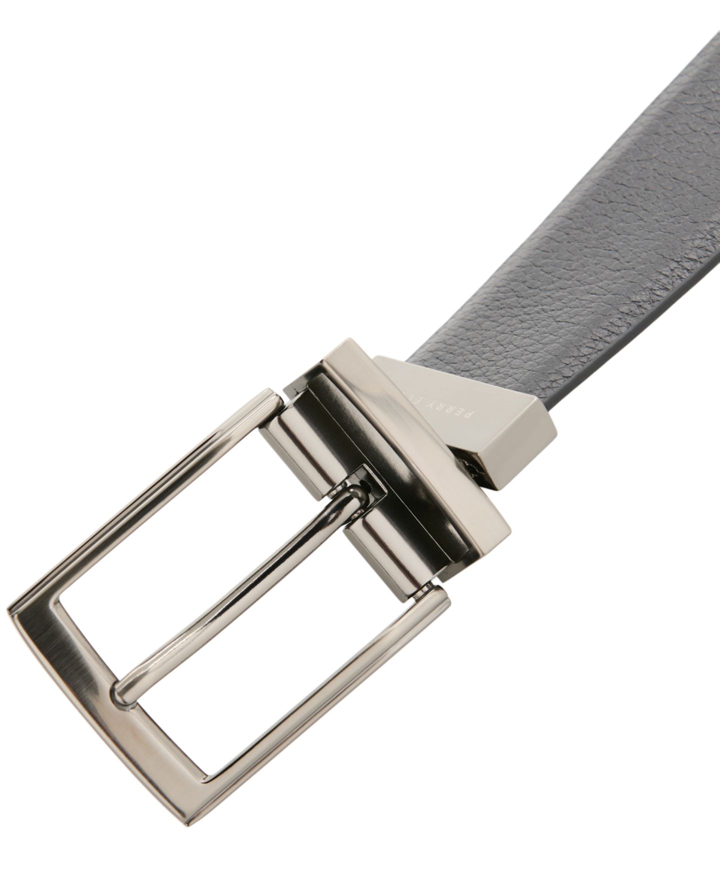 Мужской ремень Perry Ellis Portfolio Leather Bent Wire Buckle Belt, цвет: Чёрный / Тёмный коричневый — фото 2