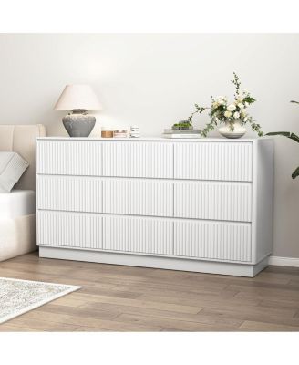 9 Drawer 63" Wide Wood Dresser, Modern Long TV Stand