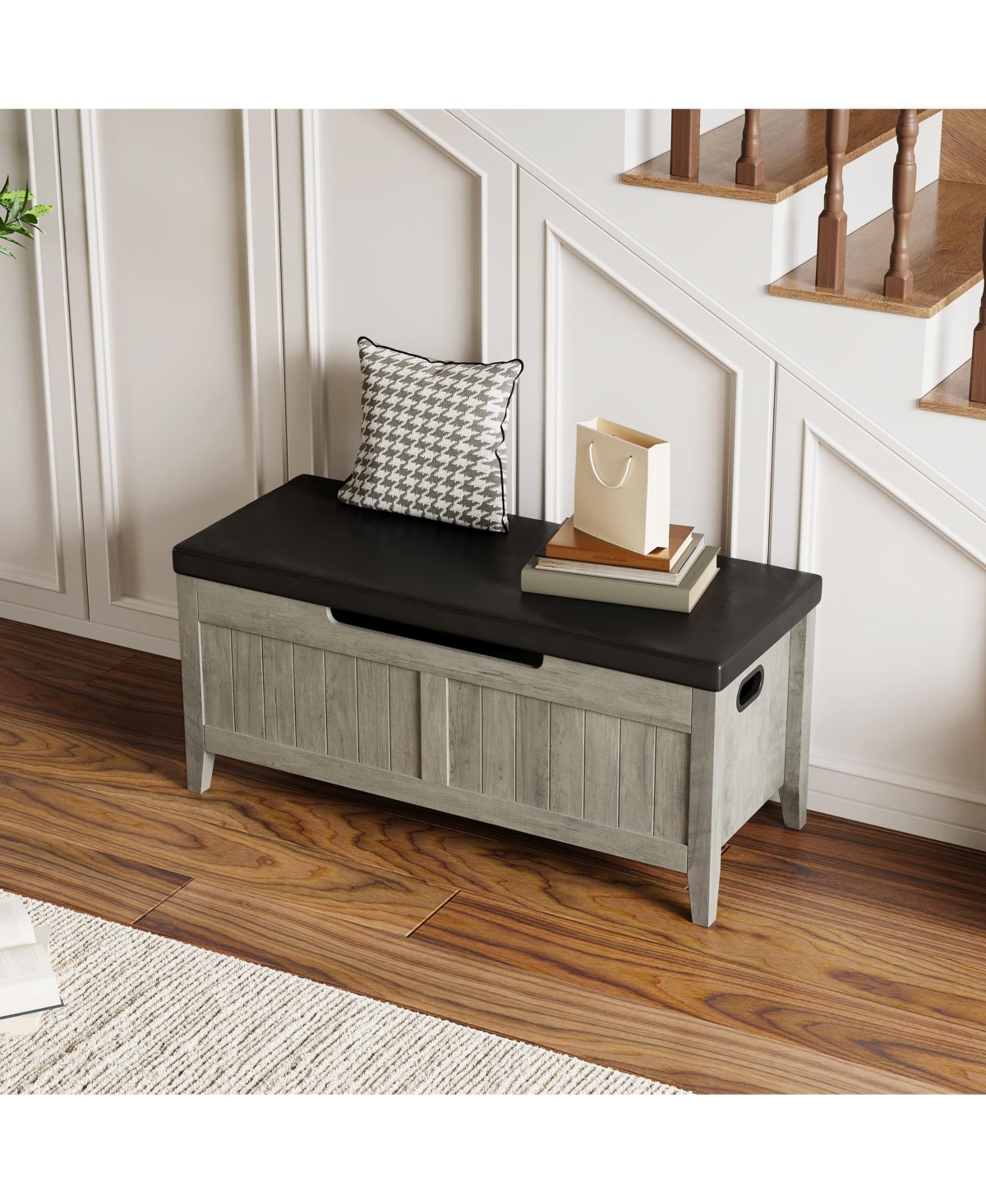 gaomon 39.4" Wooden Flip-Top Storage Bench