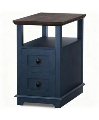 Drawer End Table with Charging Station for Living Room and Bedroom