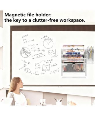 5-Tier Magnetic File Organizer with Pen Holders for Efficient Desk or Wall Storage