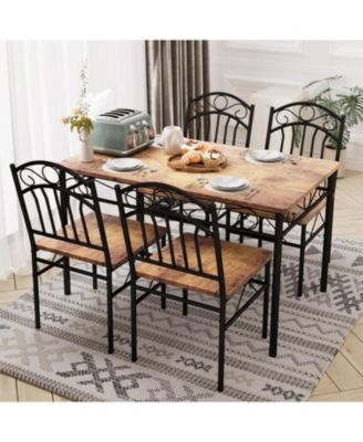 Dining Table Set of 4 Retro Industrial Dining Table and Chairs Wood Table Chairs Set for Small Space Breakfast Nook 1 Table + 4 Chairs