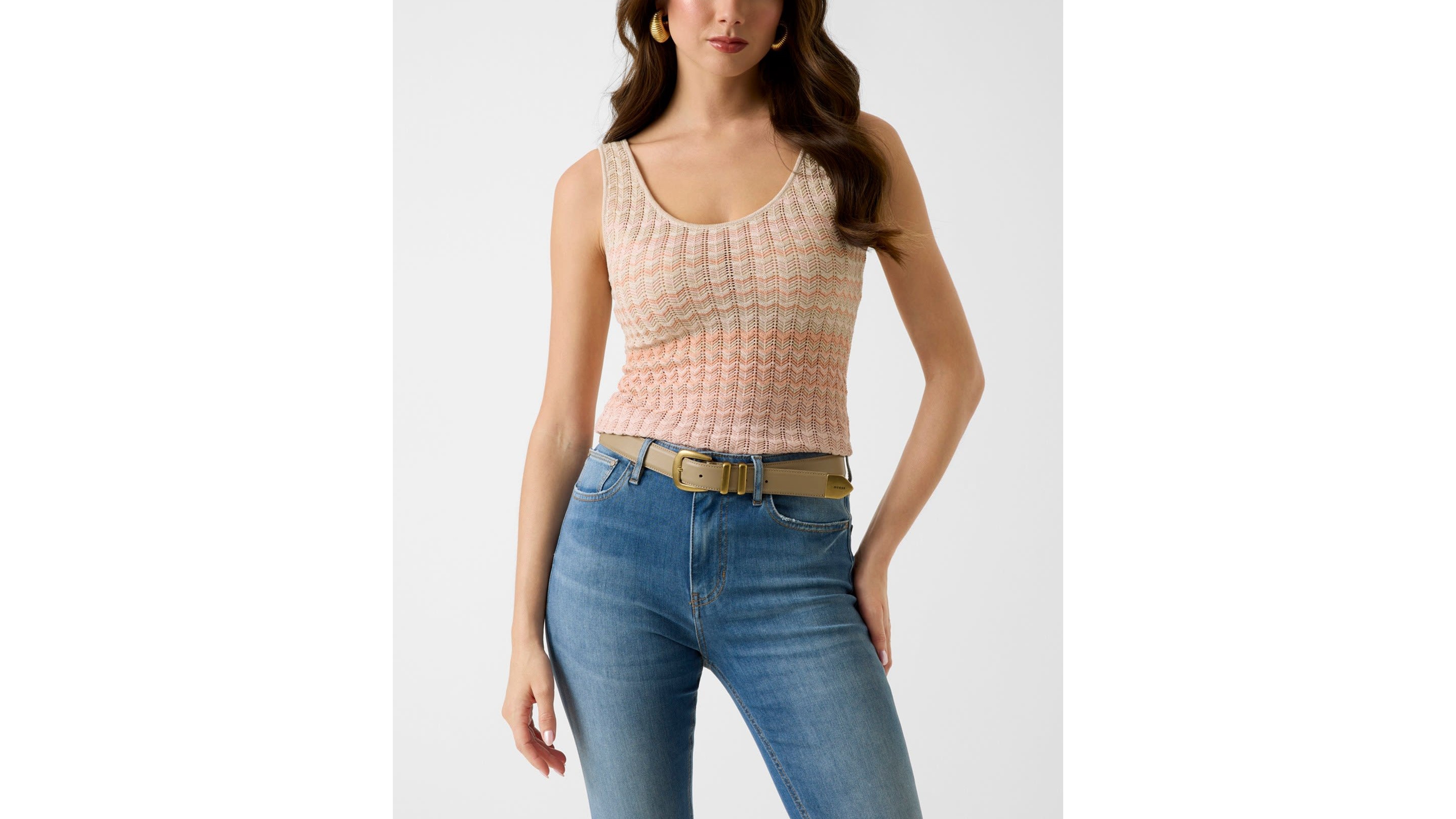 Guess Women's Sleeveless Scoop Neck Tank Top Sweater