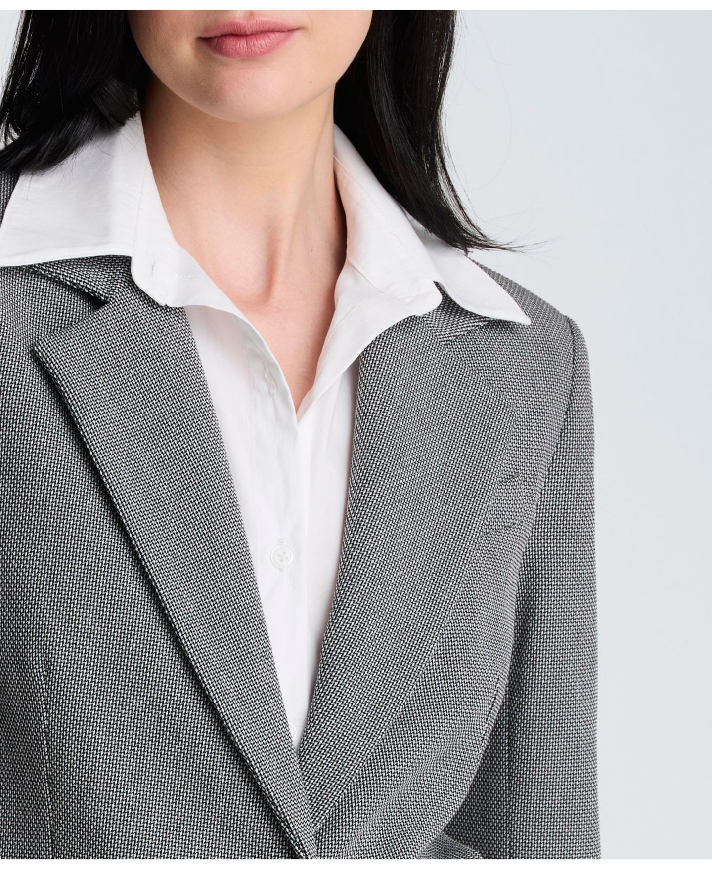 Женский пиджак Kenneth Cole Long Sleeve Notch Collar Blazer with Detachable Shirt, цвет: Чёрный разноцветный / Белый — фото 3