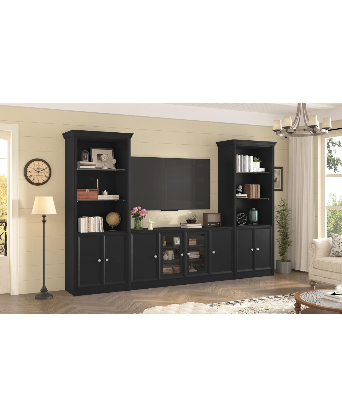 Streamdale Furniture 128.2" W Entertainment Center with Bookshelves & Glass Cabinets