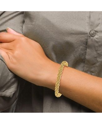 Solid 18k Yellow Gold Italian 7.5" 7.5mm Wide Woven Byzantine Bracelet