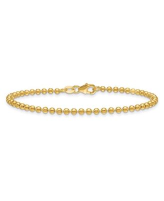 Solid 18k Yellow Gold Italian 7.25 Inch 2.5mm Bead Chain Bracelet Link Bracelet