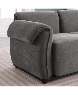 Fashionable grey chenille modular sofa with iron frame, 93" L