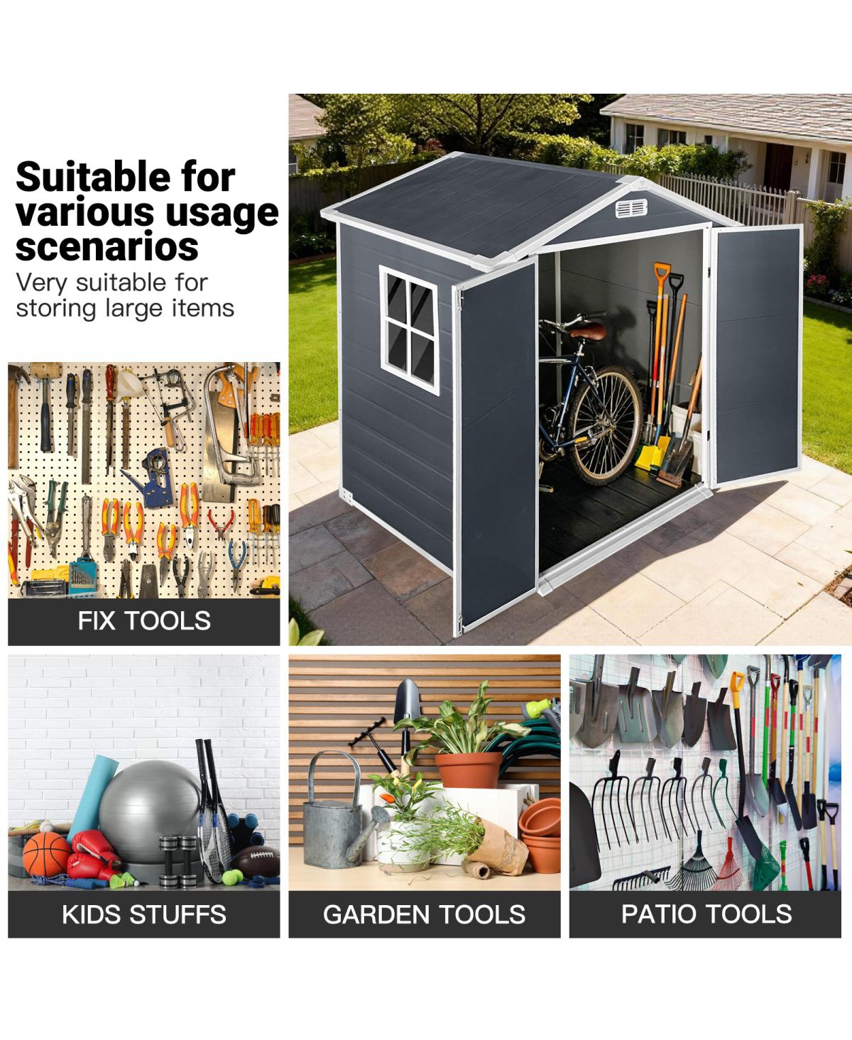 Streamdale Furniture Plastic Outdoor Storage Shed with Lockable Door