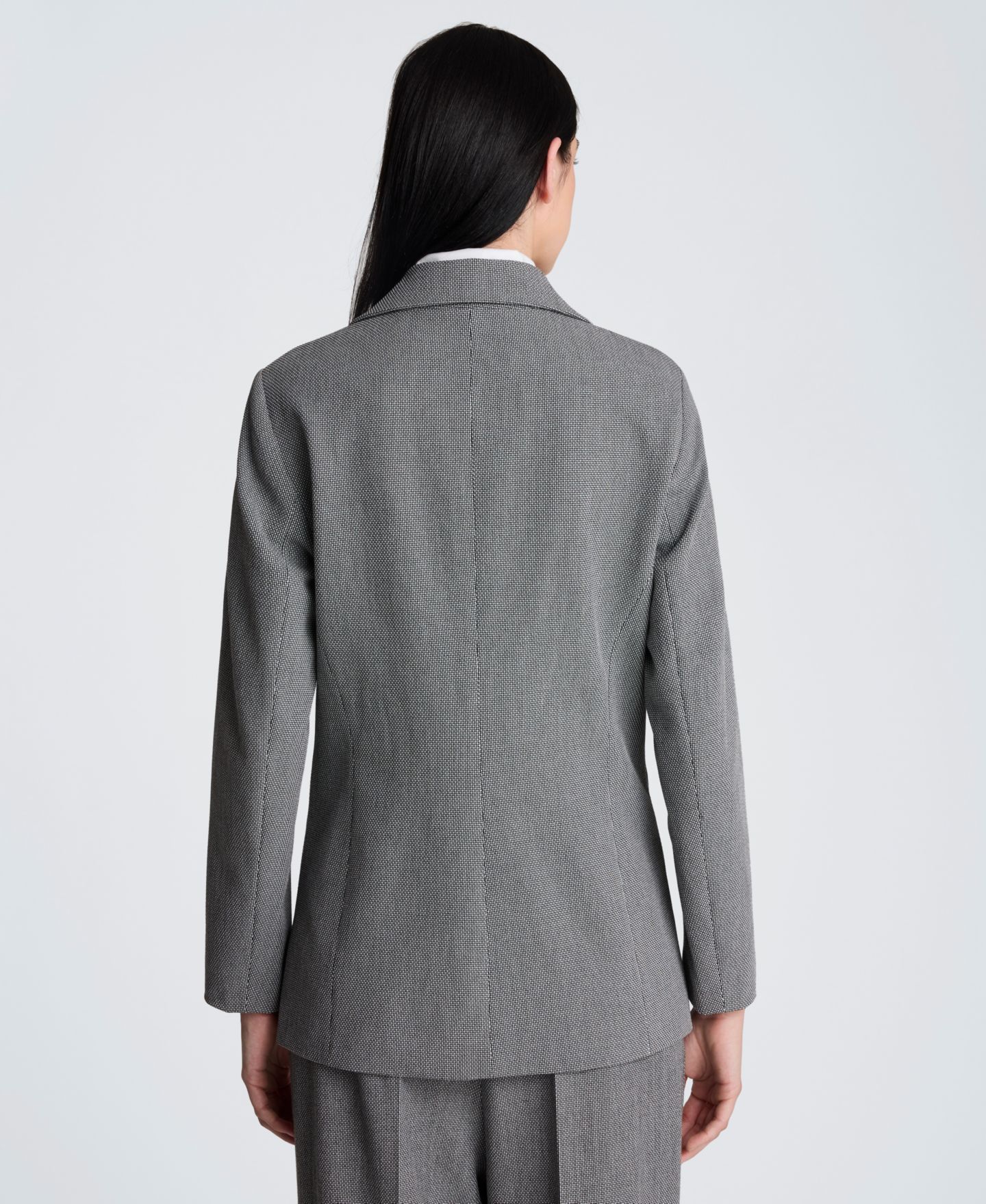 Женский пиджак Kenneth Cole Long Sleeve Notch Collar Blazer with Detachable Shirt, цвет: Чёрный разноцветный / Белый — фото 4
