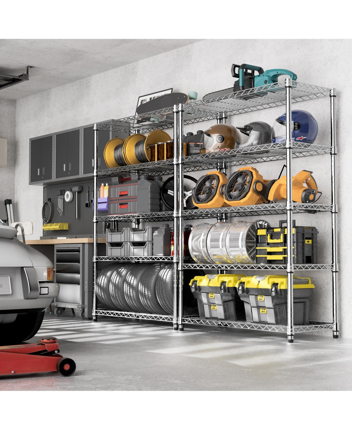 Rainsken 5-Tier Utility Shelving Unit, Steel Storage Organizer Wire Rack for Garage, Home