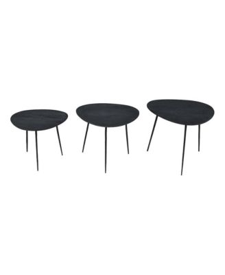 Reeves Abstract Contemporary Solid Acacia Wood Nesting End Tables (Set of 3)