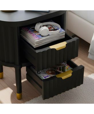 1-Pc Solid Wood Gold-Handle Nightstand Furniture